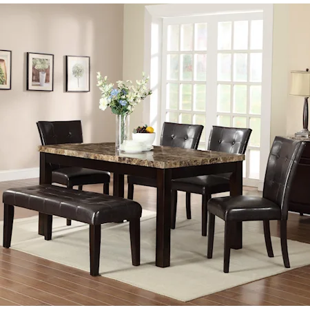 6 Piece Dining Set with Chairs & Upholstered Bench